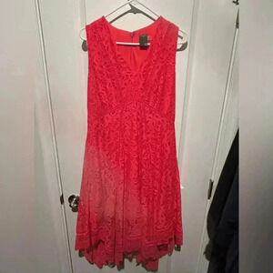 Taylor Coral Floral Midi Length Dress